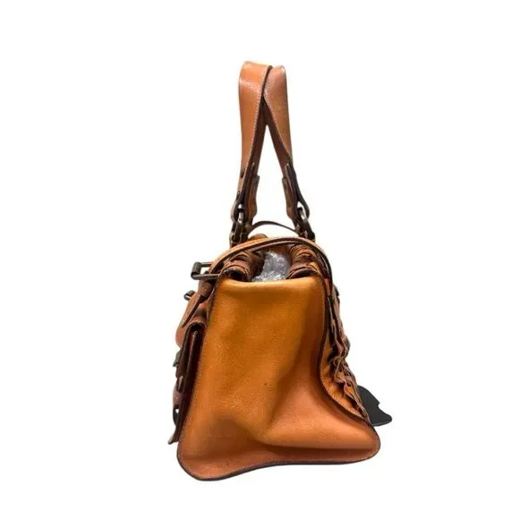 Mulberry Camel Cognac & Taupe Interlocking Woven Leather Roxanne Tote Bag Y2K - Picture 4 of 16